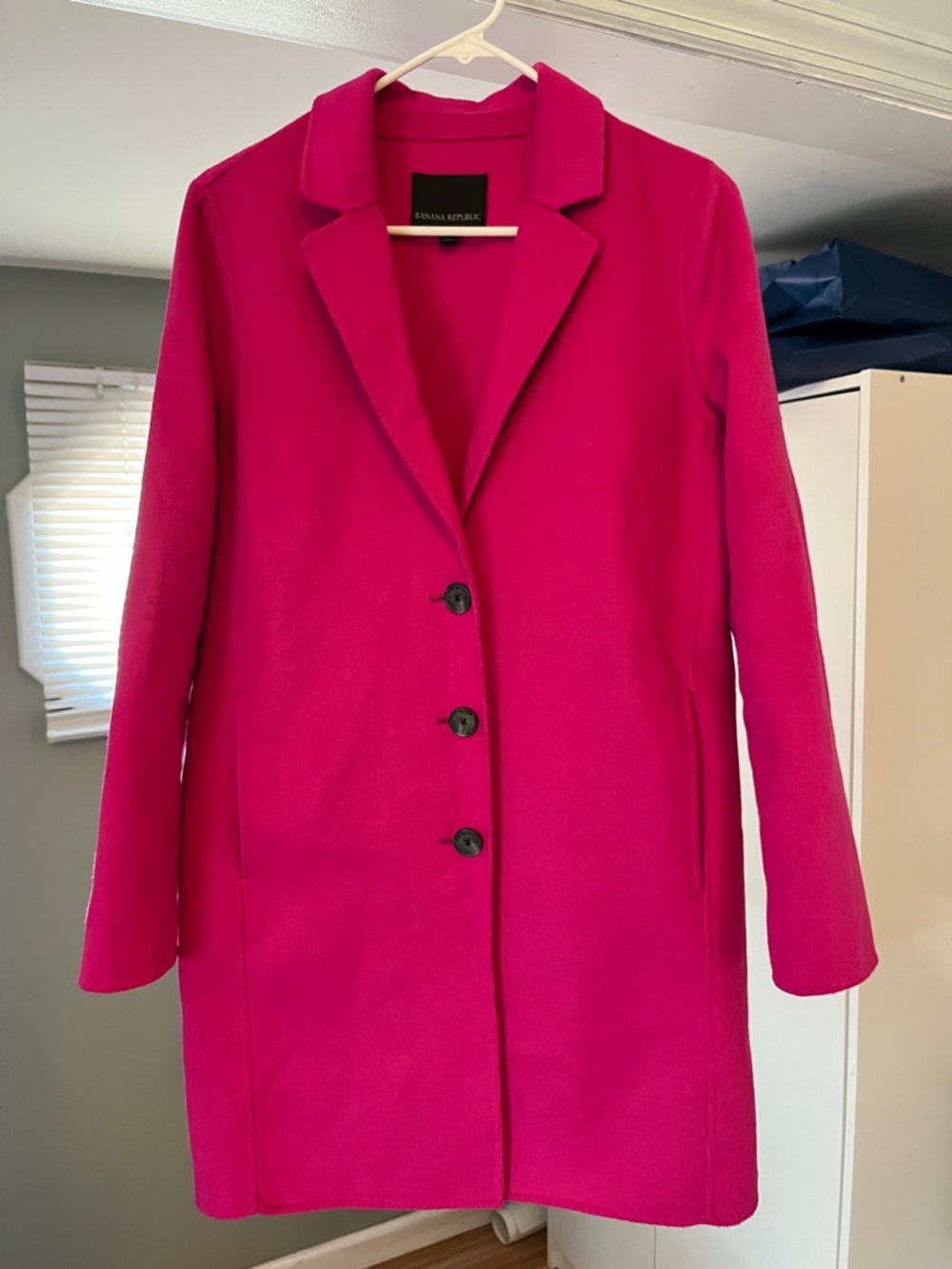 Banana Republic Vibrant Fuchsia Single-Breasted Wool Coat